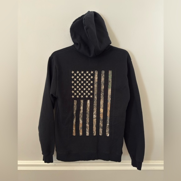 Buck Wear black American flag camo pattern sweatshirt hoodie. M - Picture 1 of 8